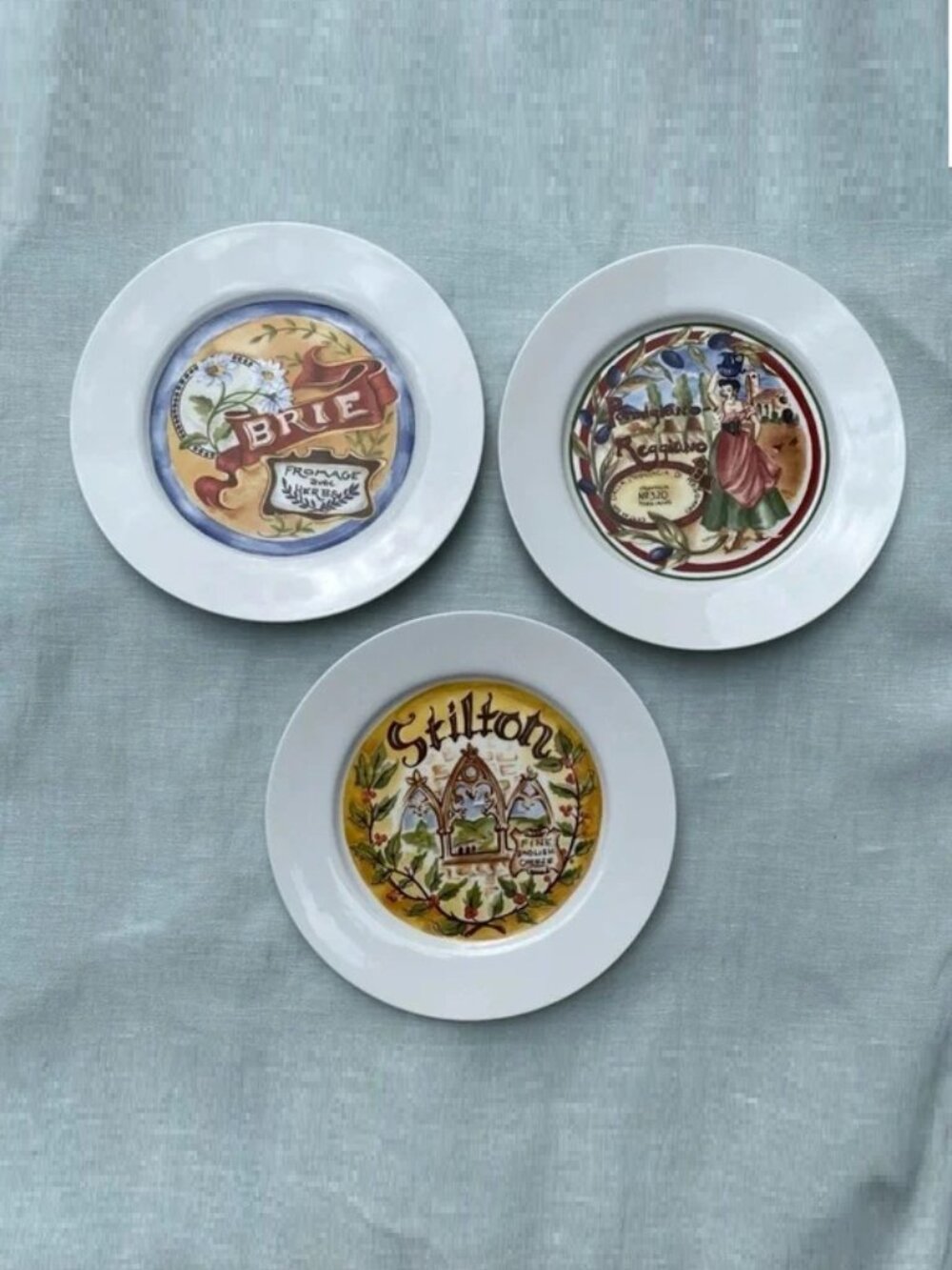 Set of 3 Restoration Hardware cheese 7.5" appetizer plates
